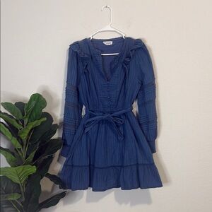 Allison New York Medium Blue Long Sleeve Dress with Ruffle Details